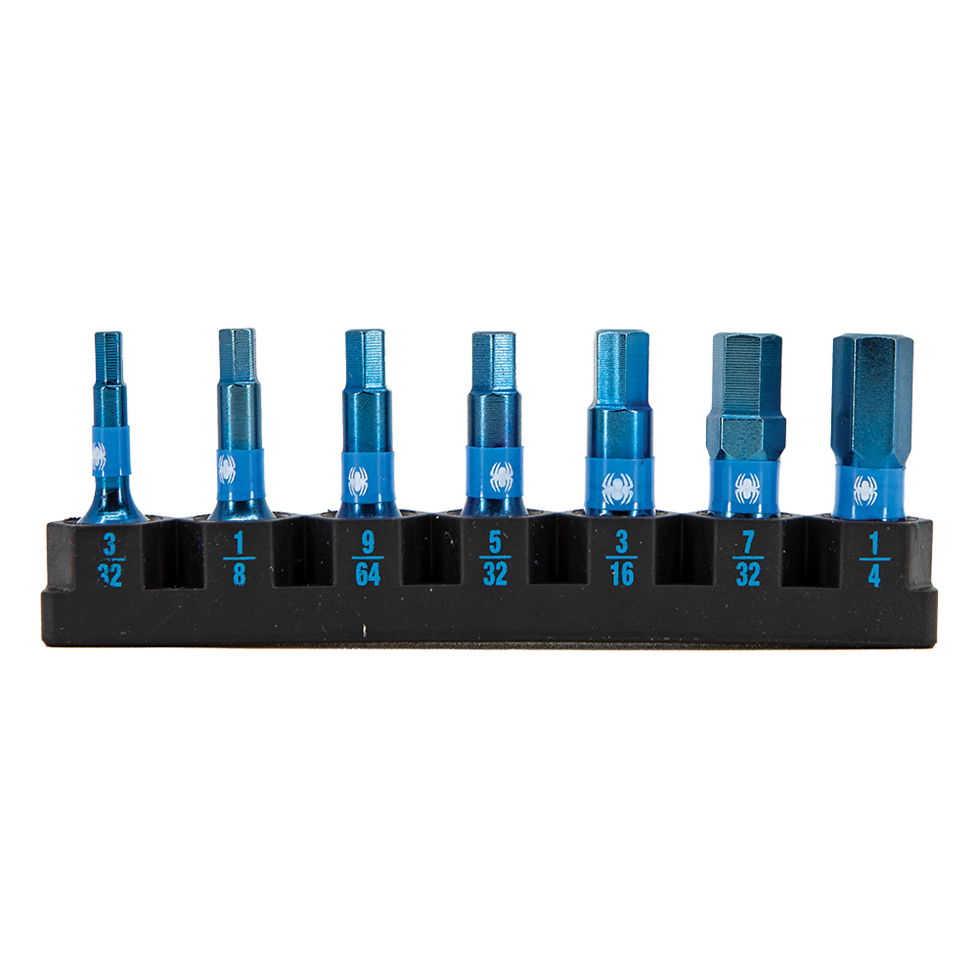 SPYDER Mach-Blue™, 7Pc 1/4in. X 1in. Mach-Blue Imp Drvr Bit Set, Sae Hex, Included (qty.) 7 Model# 19065